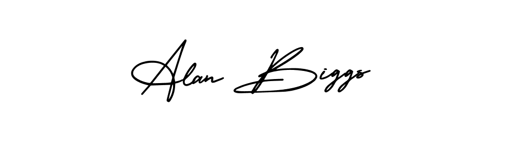 You should practise on your own different ways (AmerikaSignatureDemo-Regular) to write your name (Alan Biggs) in signature. don't let someone else do it for you. Alan Biggs signature style 3 images and pictures png