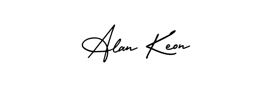 You should practise on your own different ways (AmerikaSignatureDemo-Regular) to write your name (Alan Keon) in signature. don't let someone else do it for you. Alan Keon signature style 3 images and pictures png