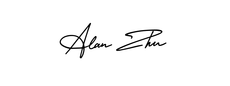 This is the best signature style for the Alan Zhu name. Also you like these signature font (AmerikaSignatureDemo-Regular). Mix name signature. Alan Zhu signature style 3 images and pictures png