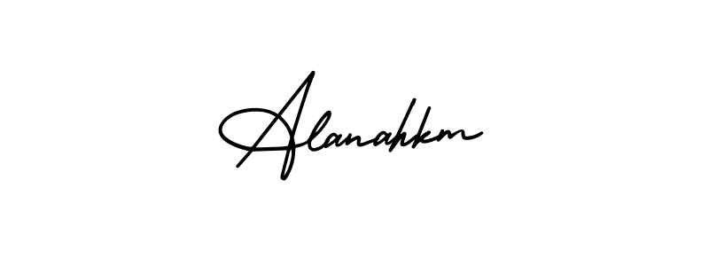 The best way (AmerikaSignatureDemo-Regular) to make a short signature is to pick only two or three words in your name. The name Alanahkm include a total of six letters. For converting this name. Alanahkm signature style 3 images and pictures png