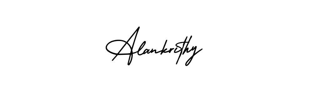 You should practise on your own different ways (AmerikaSignatureDemo-Regular) to write your name (Alankrithy) in signature. don't let someone else do it for you. Alankrithy signature style 3 images and pictures png