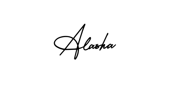 Use a signature maker to create a handwritten signature online. With this signature software, you can design (AmerikaSignatureDemo-Regular) your own signature for name Alasha. Alasha signature style 3 images and pictures png