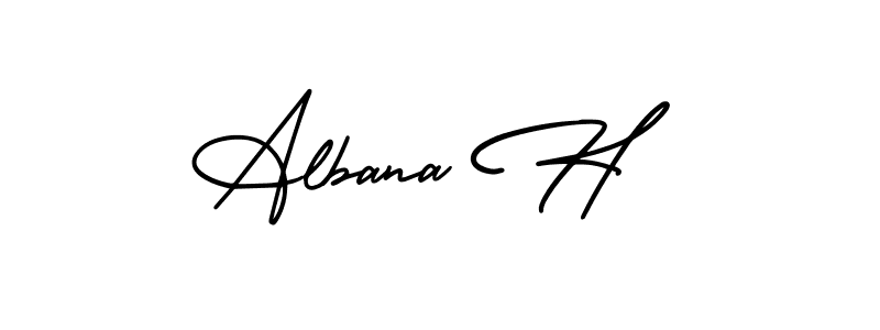 Design your own signature with our free online signature maker. With this signature software, you can create a handwritten (AmerikaSignatureDemo-Regular) signature for name Albana H. Albana H signature style 3 images and pictures png