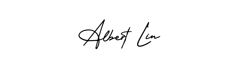 You should practise on your own different ways (AmerikaSignatureDemo-Regular) to write your name (Albert Lin) in signature. don't let someone else do it for you. Albert Lin signature style 3 images and pictures png