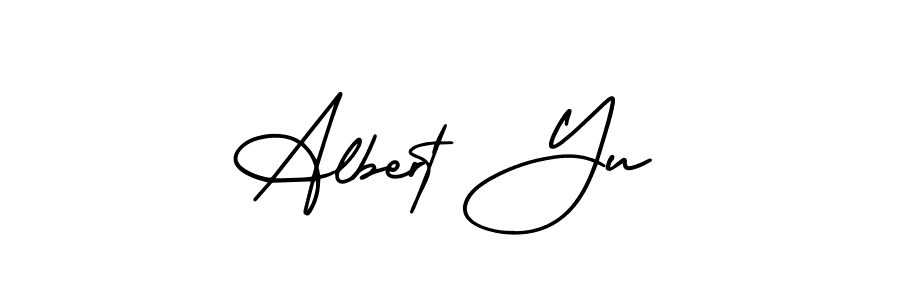 How to make Albert Yu name signature. Use AmerikaSignatureDemo-Regular style for creating short signs online. This is the latest handwritten sign. Albert Yu signature style 3 images and pictures png