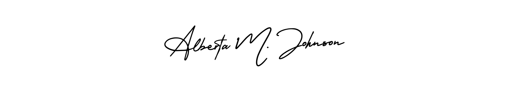 Create a beautiful signature design for name Alberta M. Johnson. With this signature (AmerikaSignatureDemo-Regular) fonts, you can make a handwritten signature for free. Alberta M. Johnson signature style 3 images and pictures png