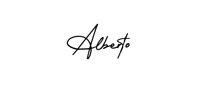 Use a signature maker to create a handwritten signature online. With this signature software, you can design (AmerikaSignatureDemo-Regular) your own signature for name Alberto. Alberto signature style 3 images and pictures png