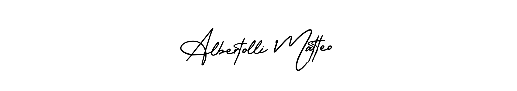 The best way (AmerikaSignatureDemo-Regular) to make a short signature is to pick only two or three words in your name. The name Albertolli Matteo include a total of six letters. For converting this name. Albertolli Matteo signature style 3 images and pictures png