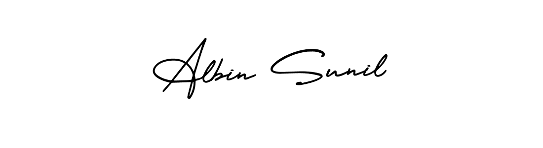 The best way (AmerikaSignatureDemo-Regular) to make a short signature is to pick only two or three words in your name. The name Albin Sunil include a total of six letters. For converting this name. Albin Sunil signature style 3 images and pictures png