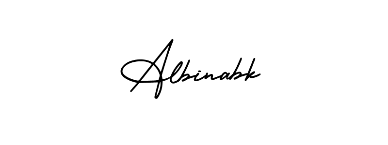 How to make Albinabk name signature. Use AmerikaSignatureDemo-Regular style for creating short signs online. This is the latest handwritten sign. Albinabk signature style 3 images and pictures png