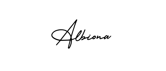 The best way (AmerikaSignatureDemo-Regular) to make a short signature is to pick only two or three words in your name. The name Albiona include a total of six letters. For converting this name. Albiona signature style 3 images and pictures png