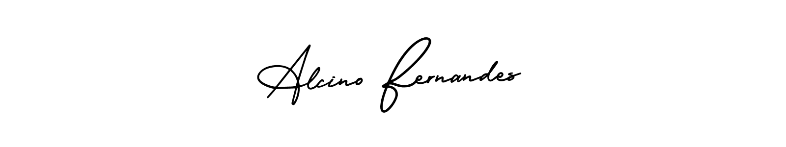 The best way (AmerikaSignatureDemo-Regular) to make a short signature is to pick only two or three words in your name. The name Alcino Fernandes include a total of six letters. For converting this name. Alcino Fernandes signature style 3 images and pictures png