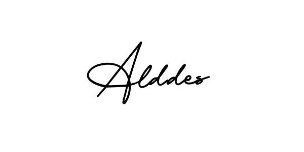 How to make Alddes name signature. Use AmerikaSignatureDemo-Regular style for creating short signs online. This is the latest handwritten sign. Alddes signature style 3 images and pictures png