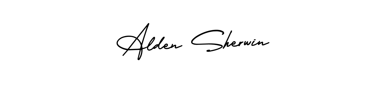 The best way (AmerikaSignatureDemo-Regular) to make a short signature is to pick only two or three words in your name. The name Alden Sherwin include a total of six letters. For converting this name. Alden Sherwin signature style 3 images and pictures png