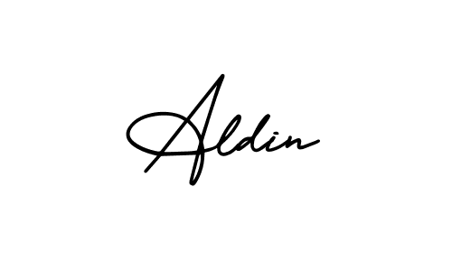 The best way (AmerikaSignatureDemo-Regular) to make a short signature is to pick only two or three words in your name. The name Aldin include a total of six letters. For converting this name. Aldin signature style 3 images and pictures png