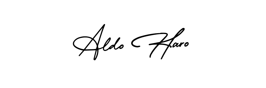 Make a beautiful signature design for name Aldo Haro. With this signature (AmerikaSignatureDemo-Regular) style, you can create a handwritten signature for free. Aldo Haro signature style 3 images and pictures png