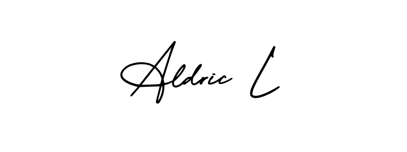 This is the best signature style for the Aldric L name. Also you like these signature font (AmerikaSignatureDemo-Regular). Mix name signature. Aldric L signature style 3 images and pictures png
