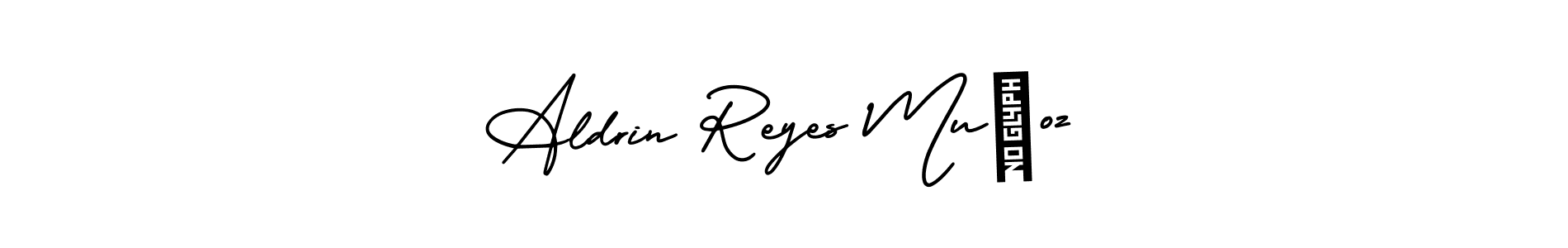 Aldrin Reyes Muñoz stylish signature style. Best Handwritten Sign (AmerikaSignatureDemo-Regular) for my name. Handwritten Signature Collection Ideas for my name Aldrin Reyes Muñoz. Aldrin Reyes Muñoz signature style 3 images and pictures png