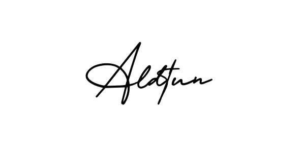 You should practise on your own different ways (AmerikaSignatureDemo-Regular) to write your name (Aldtun) in signature. don't let someone else do it for you. Aldtun signature style 3 images and pictures png