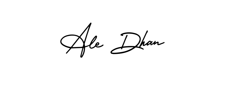 The best way (AmerikaSignatureDemo-Regular) to make a short signature is to pick only two or three words in your name. The name Ale Dhan include a total of six letters. For converting this name. Ale Dhan signature style 3 images and pictures png