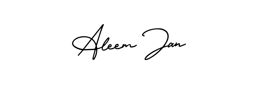 You should practise on your own different ways (AmerikaSignatureDemo-Regular) to write your name (Aleem Jan) in signature. don't let someone else do it for you. Aleem Jan signature style 3 images and pictures png