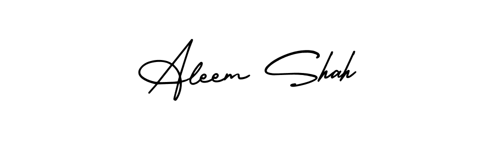 The best way (AmerikaSignatureDemo-Regular) to make a short signature is to pick only two or three words in your name. The name Aleem Shah include a total of six letters. For converting this name. Aleem Shah signature style 3 images and pictures png