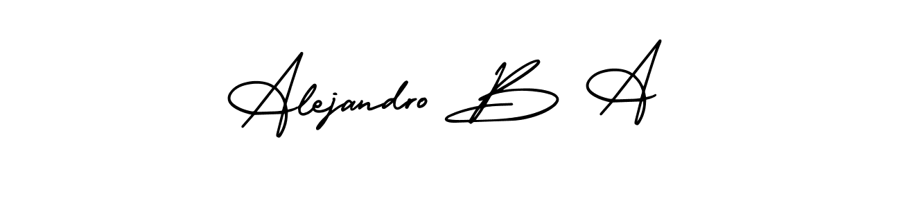 Use a signature maker to create a handwritten signature online. With this signature software, you can design (AmerikaSignatureDemo-Regular) your own signature for name Alejandro B A. Alejandro B A signature style 3 images and pictures png