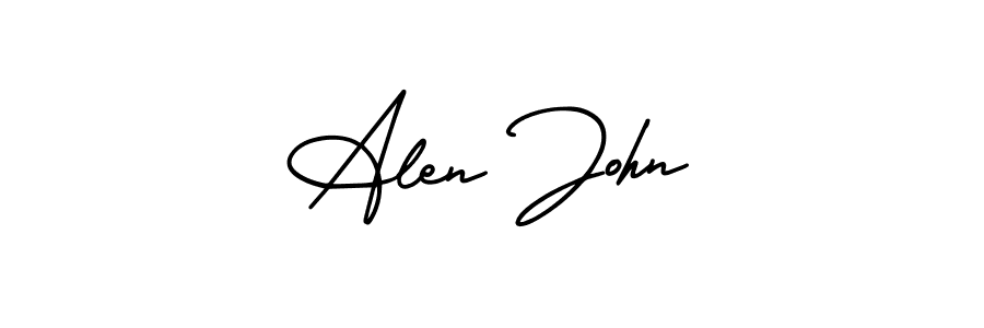 How to make Alen John name signature. Use AmerikaSignatureDemo-Regular style for creating short signs online. This is the latest handwritten sign. Alen John signature style 3 images and pictures png