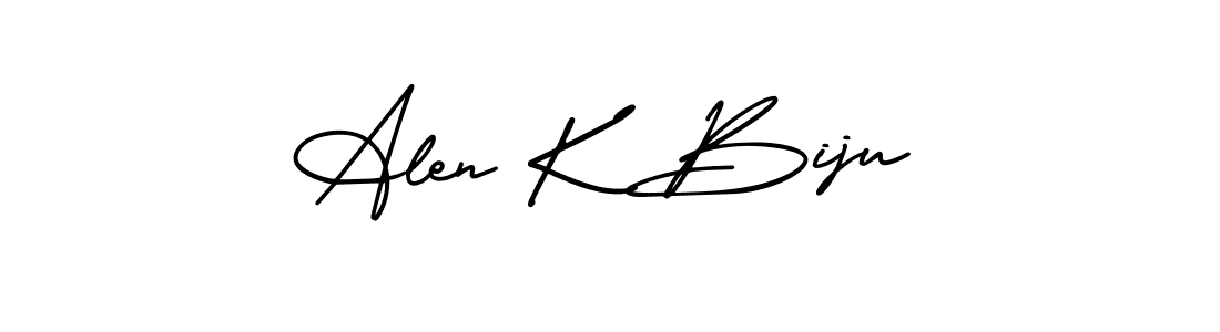 Alen K Biju stylish signature style. Best Handwritten Sign (AmerikaSignatureDemo-Regular) for my name. Handwritten Signature Collection Ideas for my name Alen K Biju. Alen K Biju signature style 3 images and pictures png