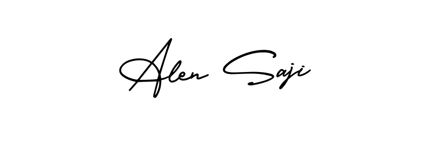 Alen Saji stylish signature style. Best Handwritten Sign (AmerikaSignatureDemo-Regular) for my name. Handwritten Signature Collection Ideas for my name Alen Saji. Alen Saji signature style 3 images and pictures png