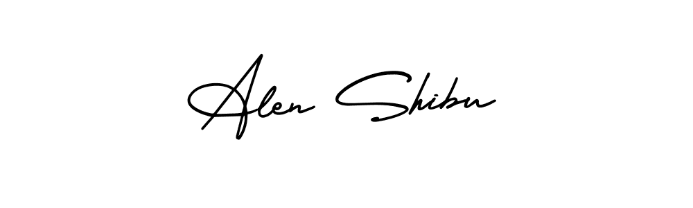 This is the best signature style for the Alen Shibu name. Also you like these signature font (AmerikaSignatureDemo-Regular). Mix name signature. Alen Shibu signature style 3 images and pictures png