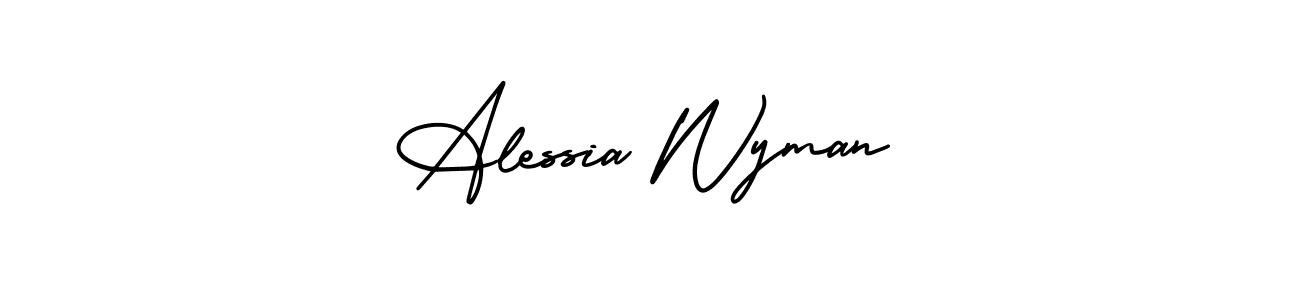 if you are searching for the best signature style for your name Alessia Wyman. so please give up your signature search. here we have designed multiple signature styles  using AmerikaSignatureDemo-Regular. Alessia Wyman signature style 3 images and pictures png