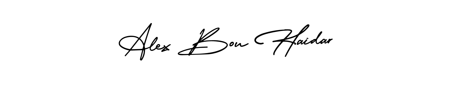 This is the best signature style for the Alex Bou Haidar name. Also you like these signature font (AmerikaSignatureDemo-Regular). Mix name signature. Alex Bou Haidar signature style 3 images and pictures png