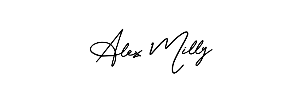 AmerikaSignatureDemo-Regular is a professional signature style that is perfect for those who want to add a touch of class to their signature. It is also a great choice for those who want to make their signature more unique. Get Alex Milly name to fancy signature for free. Alex Milly signature style 3 images and pictures png