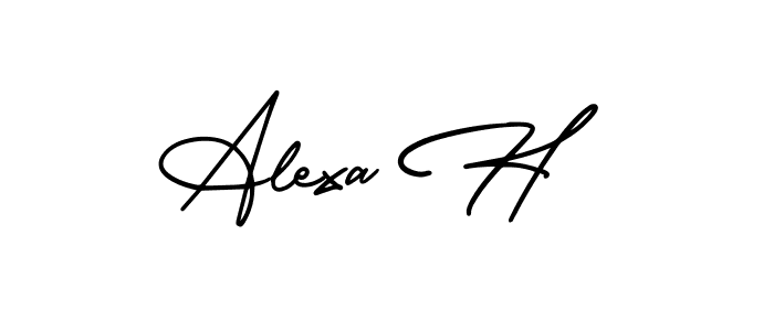 if you are searching for the best signature style for your name Alexa H. so please give up your signature search. here we have designed multiple signature styles  using AmerikaSignatureDemo-Regular. Alexa H signature style 3 images and pictures png