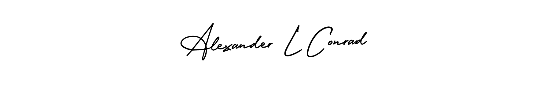 if you are searching for the best signature style for your name Alexander L Conrad. so please give up your signature search. here we have designed multiple signature styles  using AmerikaSignatureDemo-Regular. Alexander L Conrad signature style 3 images and pictures png