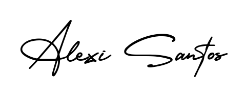 The AmerikaSignatureDemo-Regular handwriting style adds charm and authenticity to name Alexi Santos. A wonderful choice for personal thank-you notes. Alexi Santos signature style 3 images and pictures png
