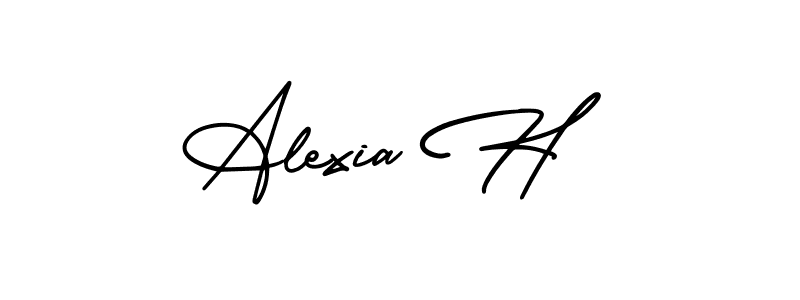 How to make Alexia H name signature. Use AmerikaSignatureDemo-Regular style for creating short signs online. This is the latest handwritten sign. Alexia H signature style 3 images and pictures png