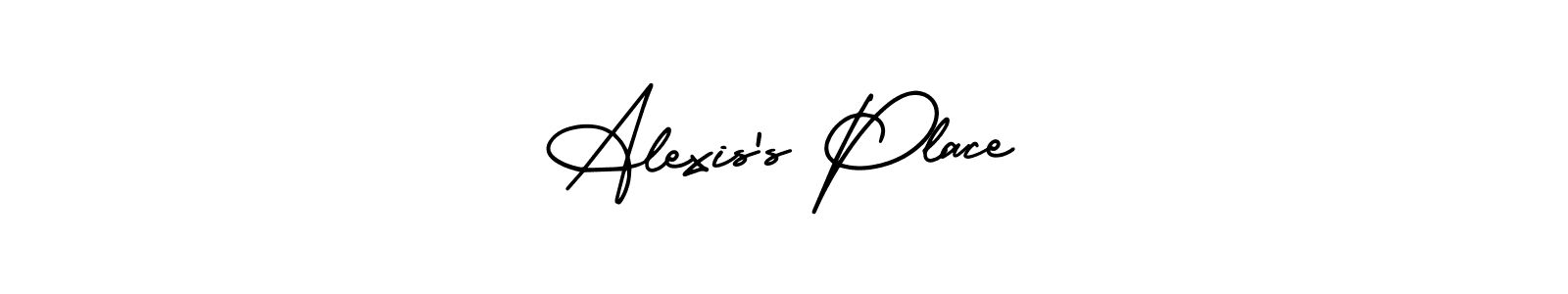You should practise on your own different ways (AmerikaSignatureDemo-Regular) to write your name (Alexis’s Place) in signature. don't let someone else do it for you. Alexis’s Place signature style 3 images and pictures png