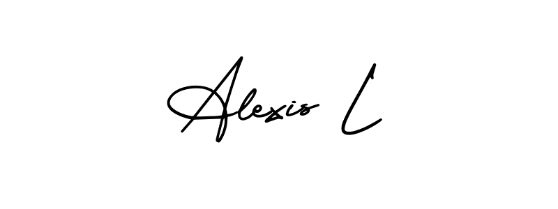 You should practise on your own different ways (AmerikaSignatureDemo-Regular) to write your name (Alexis L) in signature. don't let someone else do it for you. Alexis L signature style 3 images and pictures png