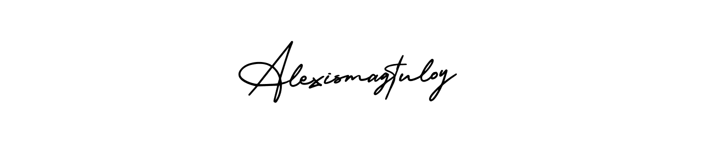 The best way (AmerikaSignatureDemo-Regular) to make a short signature is to pick only two or three words in your name. The name Alexismagtuloy include a total of six letters. For converting this name. Alexismagtuloy signature style 3 images and pictures png