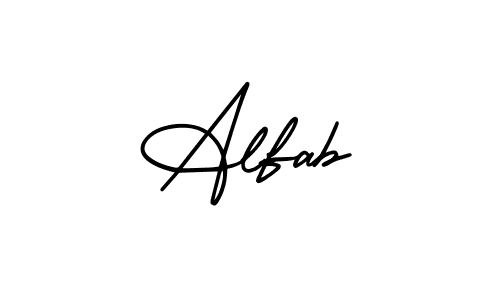 It looks lik you need a new signature style for name Alfab. Design unique handwritten (AmerikaSignatureDemo-Regular) signature with our free signature maker in just a few clicks. Alfab signature style 3 images and pictures png
