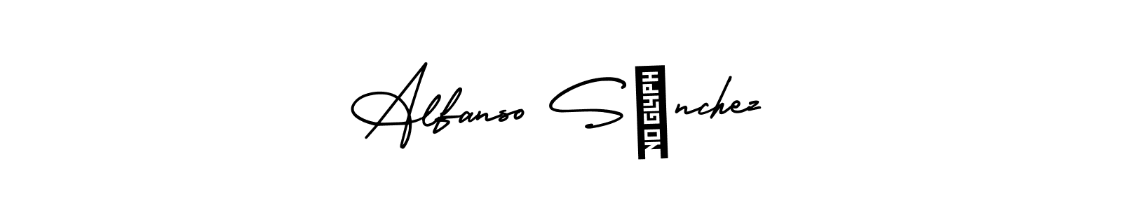 How to make Alfanso Sánchez name signature. Use AmerikaSignatureDemo-Regular style for creating short signs online. This is the latest handwritten sign. Alfanso Sánchez signature style 3 images and pictures png