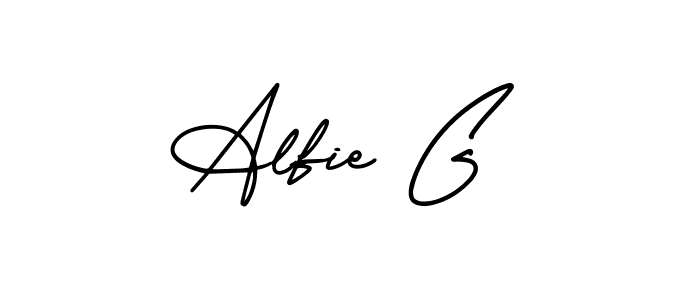 How to make Alfie G name signature. Use AmerikaSignatureDemo-Regular style for creating short signs online. This is the latest handwritten sign. Alfie G signature style 3 images and pictures png