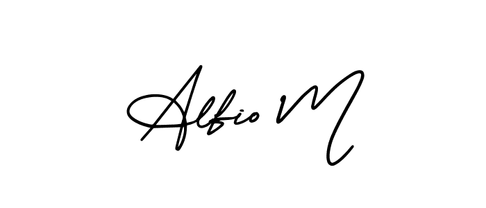 How to make Alfio M name signature. Use AmerikaSignatureDemo-Regular style for creating short signs online. This is the latest handwritten sign. Alfio M signature style 3 images and pictures png