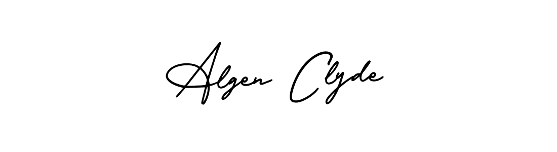 You should practise on your own different ways (AmerikaSignatureDemo-Regular) to write your name (Algen Clyde) in signature. don't let someone else do it for you. Algen Clyde signature style 3 images and pictures png