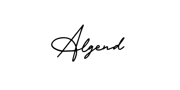 The best way (AmerikaSignatureDemo-Regular) to make a short signature is to pick only two or three words in your name. The name Algend include a total of six letters. For converting this name. Algend signature style 3 images and pictures png
