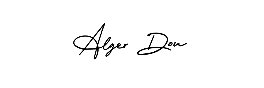 This is the best signature style for the Alger Dou name. Also you like these signature font (AmerikaSignatureDemo-Regular). Mix name signature. Alger Dou signature style 3 images and pictures png