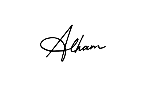 The best way (AmerikaSignatureDemo-Regular) to make a short signature is to pick only two or three words in your name. The name Alham include a total of six letters. For converting this name. Alham signature style 3 images and pictures png