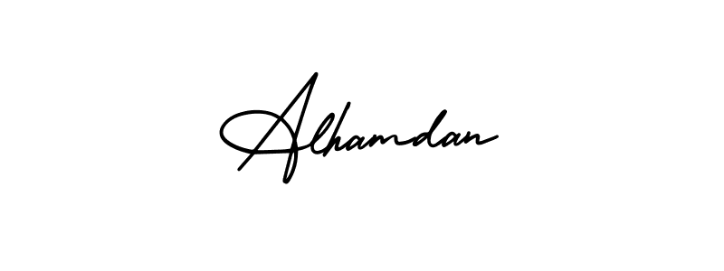 How to make Alhamdan name signature. Use AmerikaSignatureDemo-Regular style for creating short signs online. This is the latest handwritten sign. Alhamdan signature style 3 images and pictures png
